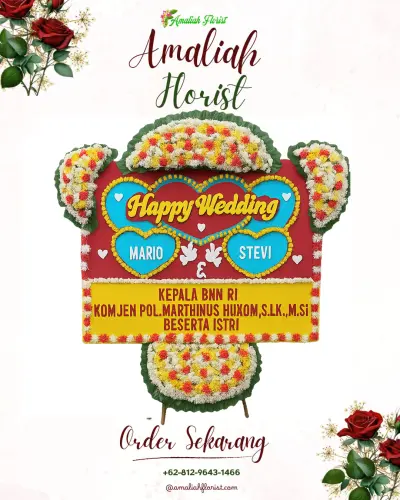 Karangan Papan Bunga Pernikahan di Mejing